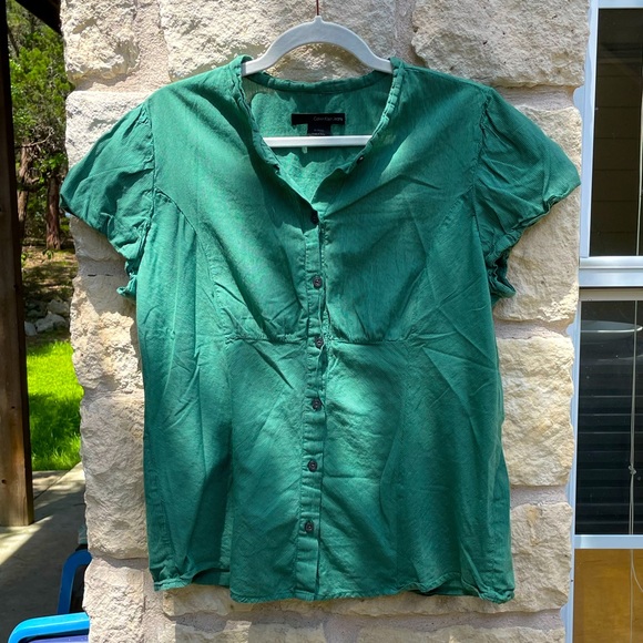 Calvin Klein Jeans green and white striped top - Picture 6 of 11